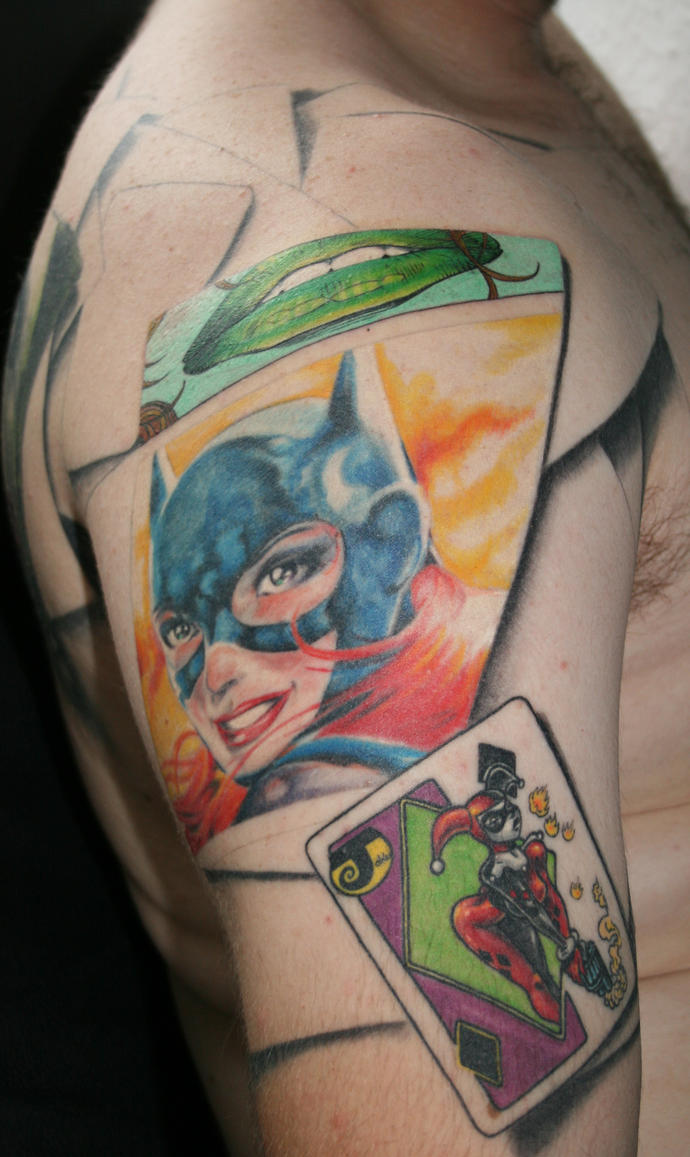 batman sleeve tattoo - chest tattoo