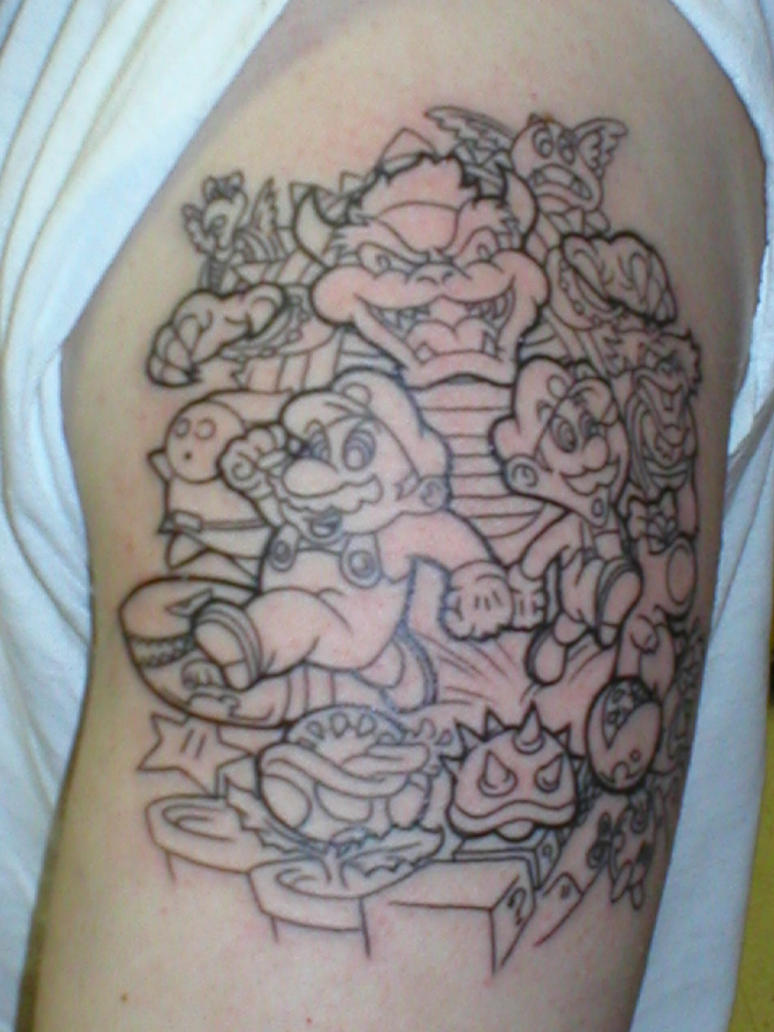 mario tattoo unfinished by