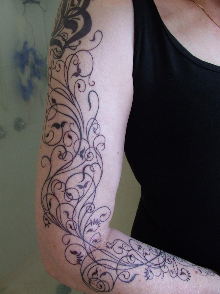 tattoo tattoos arm filigree vine flower designs body butterfly scroll shoulder girls women hawaiian flowers sleeve girl scrolling elegant leaf