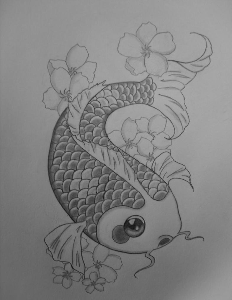 koi fishpencil drawing by