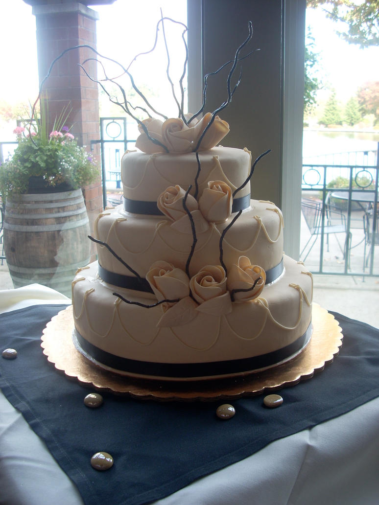 Ivory and Black Wedding Cake