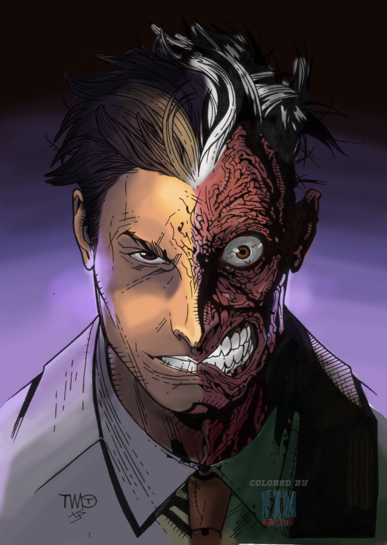 Two-Face colored by NimeshMorarji on DeviantArt