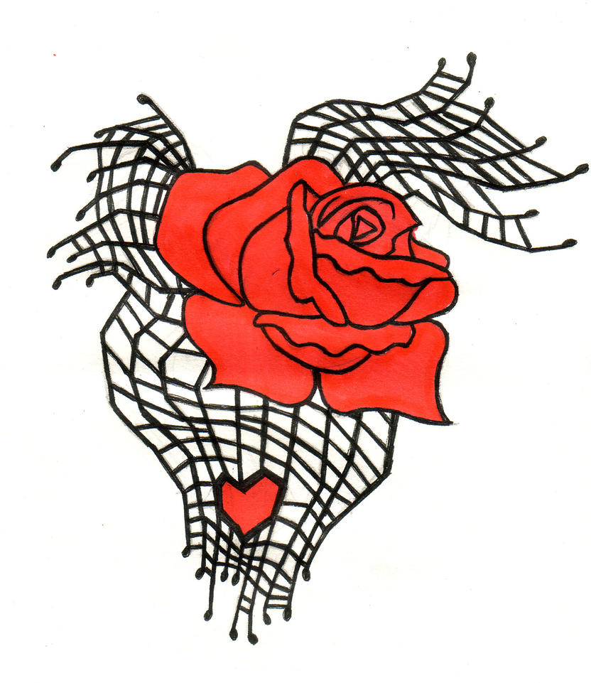 Spiderweb Rose Tattoo Design