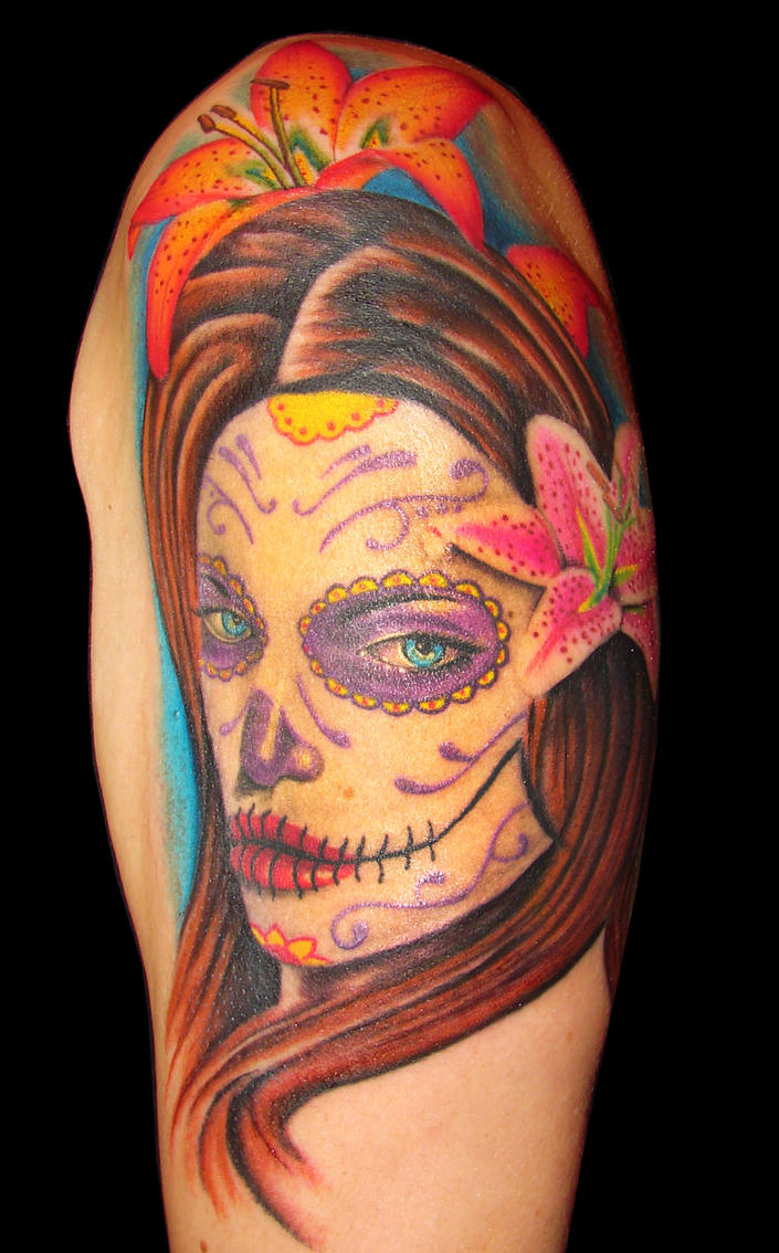 color day of the dead girl by