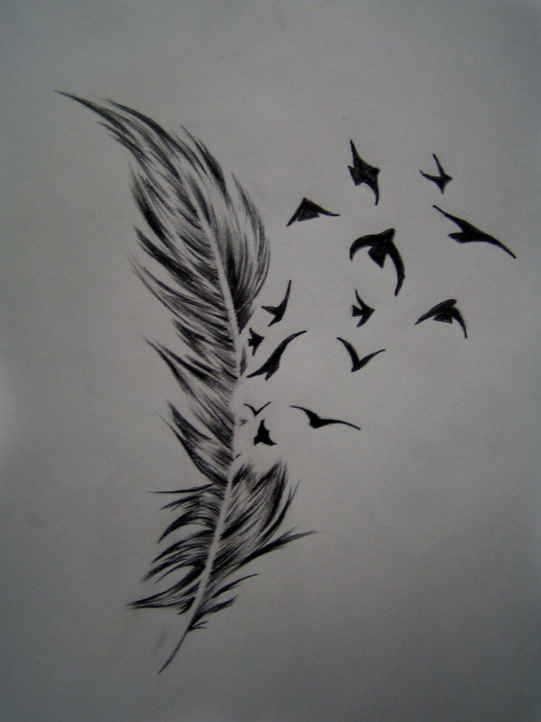 Bird Crow Feather Tattoo Design Picture 4