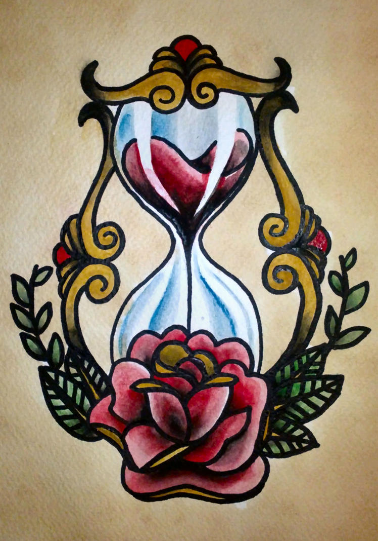 Traditional tattoo 'Hourglass' by Psychoead
