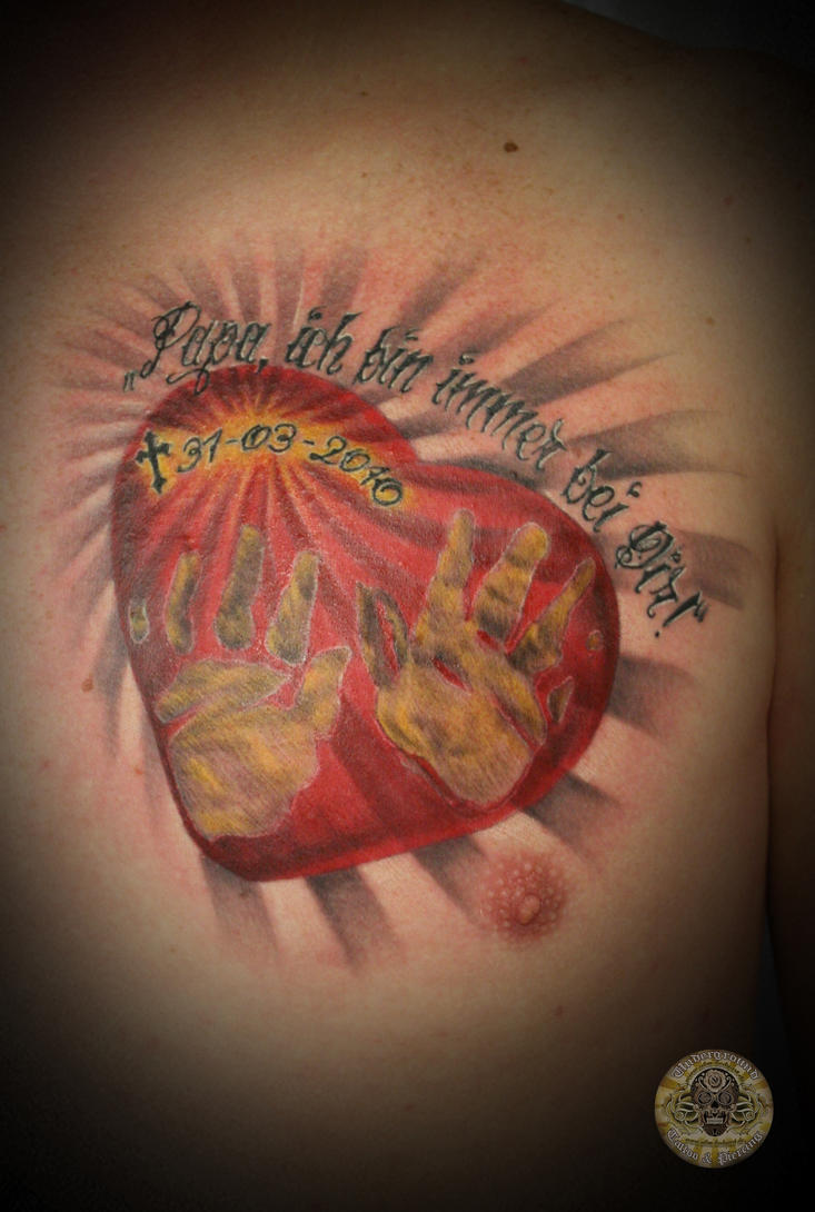 color heart tattoo by