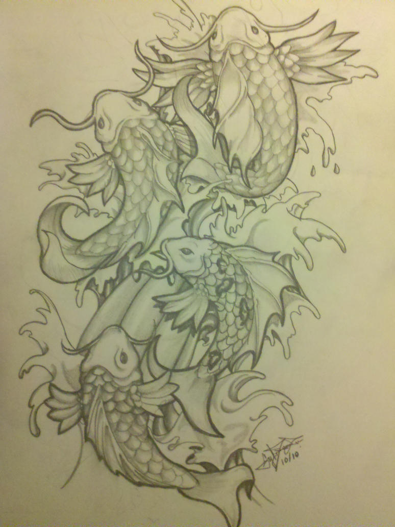 koi fish tattoo drawing