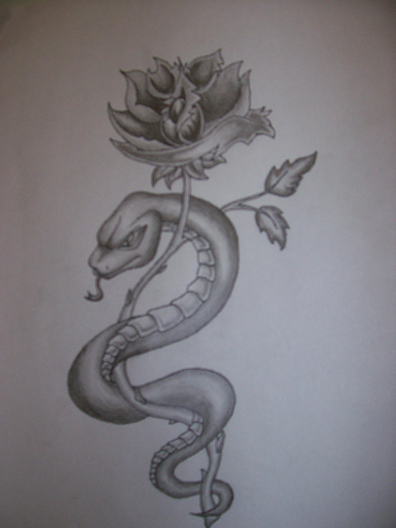 Snake Beneath Rose tattoo | Flower Tattoo