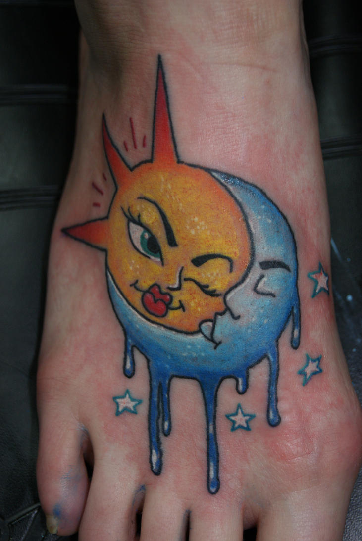 Custom Sun and Moon Tattoo by