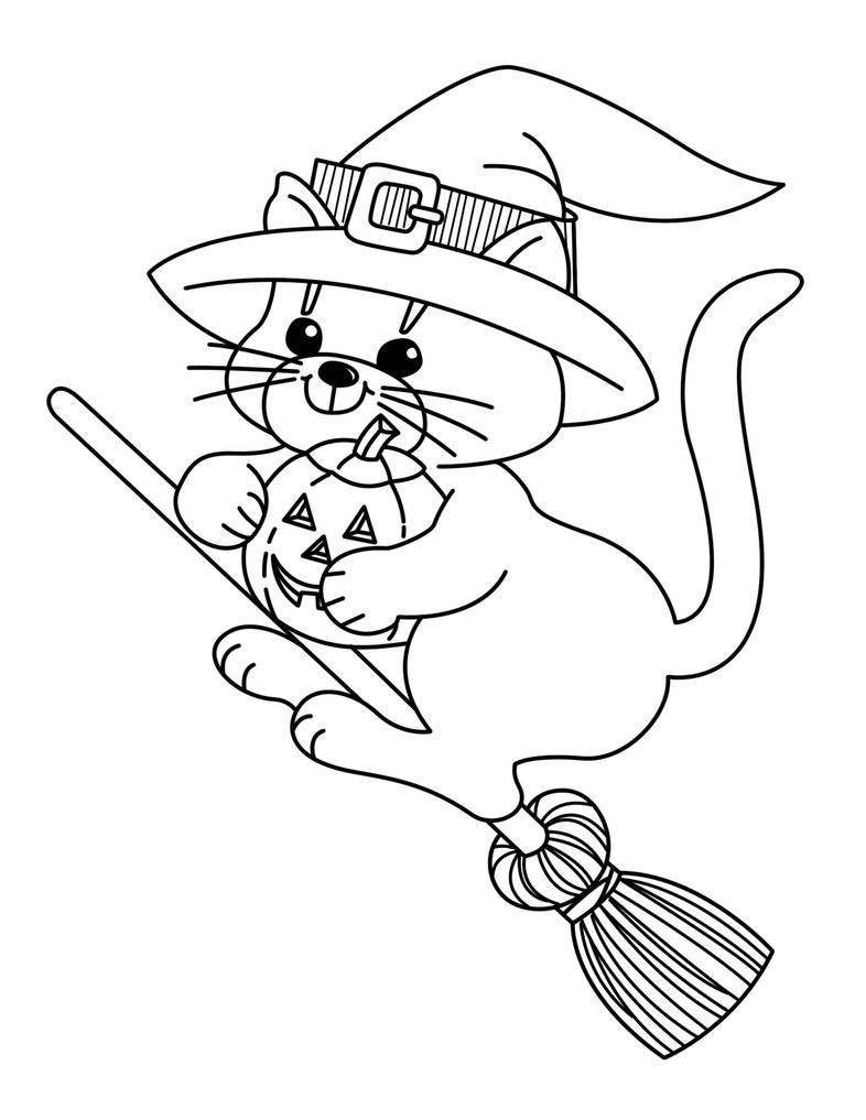 Witch Kitty Coloring Page by Mynder on DeviantArt